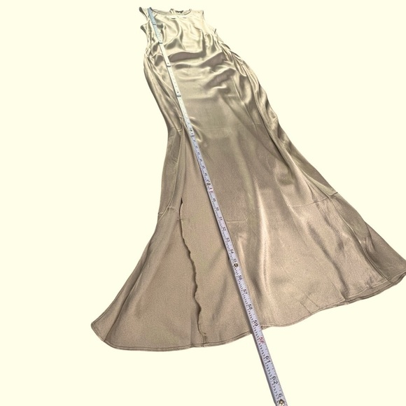 J.Crew High Neck Slip Dress in Luster Crepe in Light Khaki Color Size 10 - Picture 13 of 15